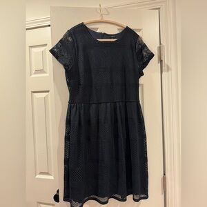 Ann Taylor Navy Textured Dress